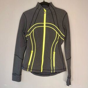 Lululemon Athletica Define Jacket Charcoal Gray + Neon Yellow Size 6 Luon